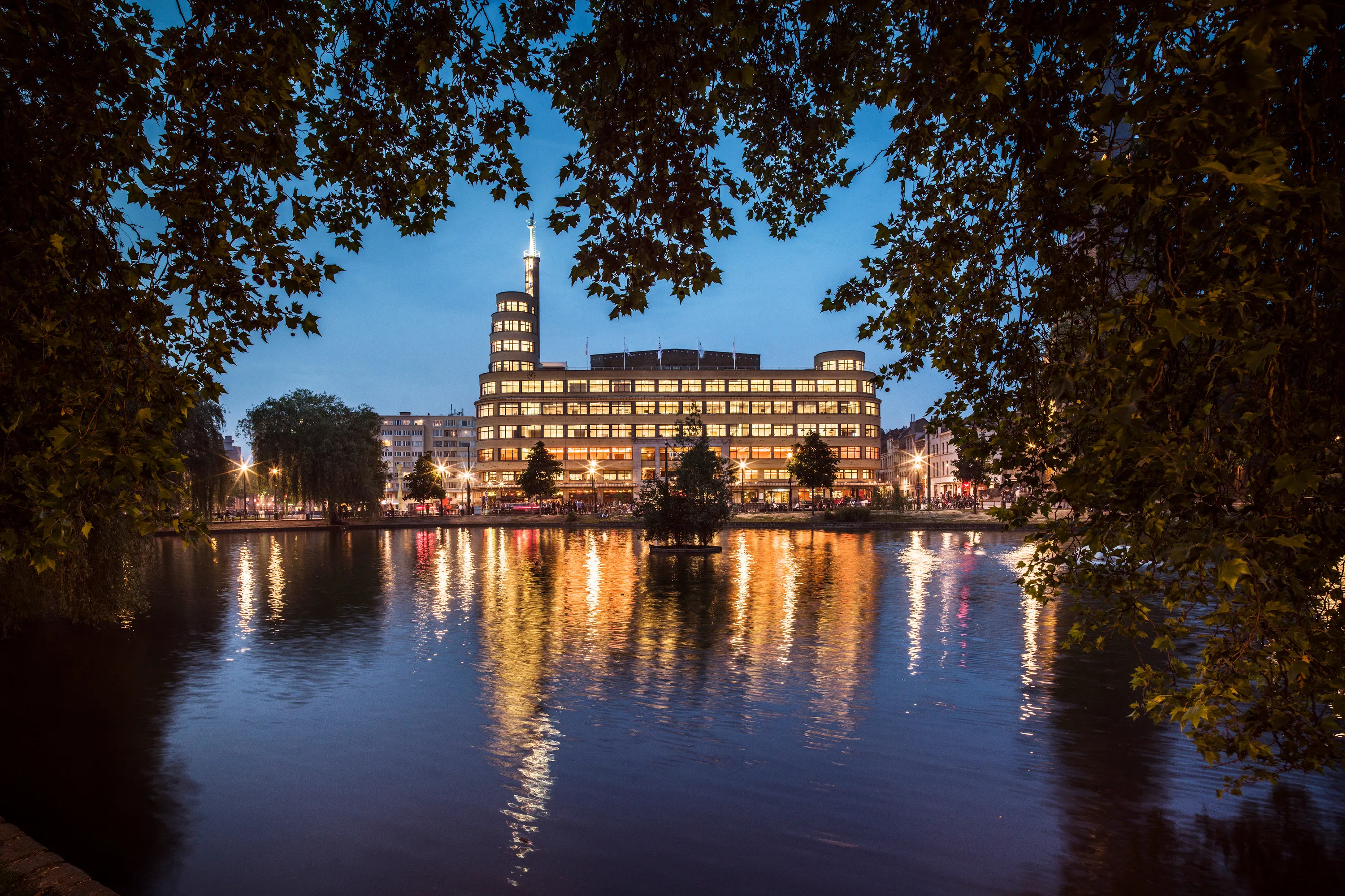 A night view of Flagey, Brussels